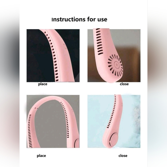NEW Pink Rechargeable Neck Fan - Picture 3 of 9